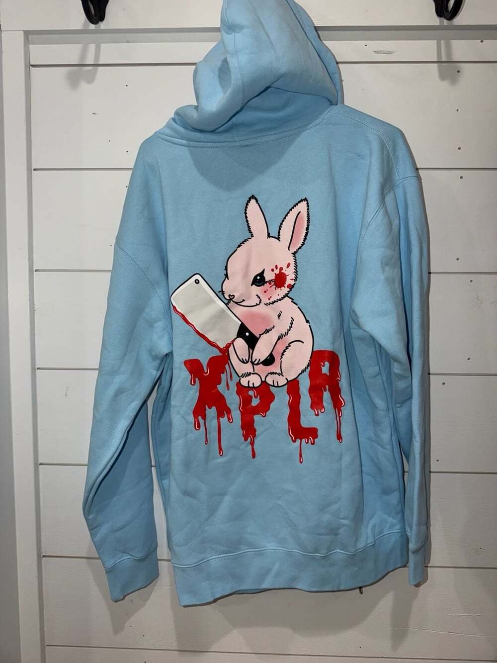 XPLR Sam and Colby Bunny Cleaver Light Blue Hoodie